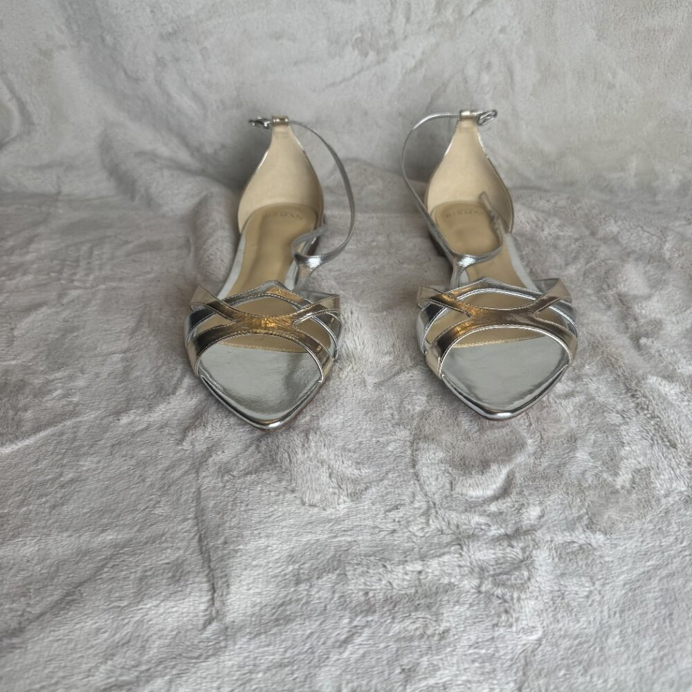 NEW Alexandre Birman Anitta Two-tone Metallic Leather Sandal Size 41 / 11